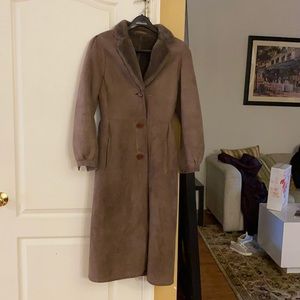 Gorgeous brown suede coat with wool lining  size 8
